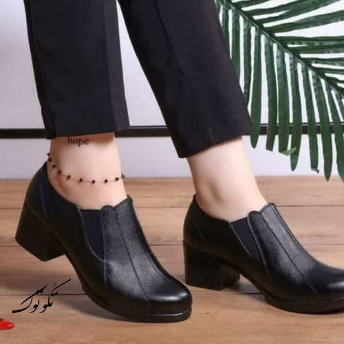 کفش طبی زنانه اداری مجلسی روزمره پاشنه دار کد TsZHL مدل خورشیدی رویه چرم بیاله PAMSHOP